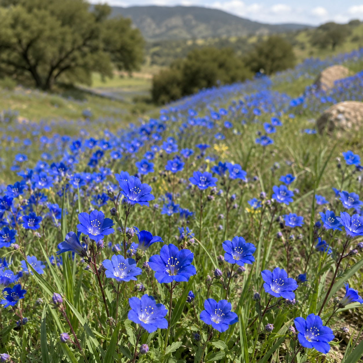 1500 California Bluebell Seeds for Planting Outdoors, Non GMO, Heirloom, Easy to Grow, High-Yield Deep Blue Bell-Shaped Bloom, Perfect for Garden Borders & Landscaping