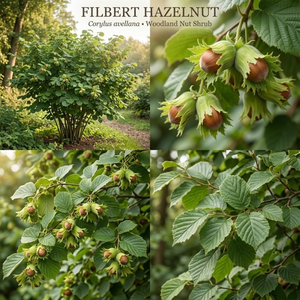 Hazelnut Tree Live Plant,6-10" Potted Nut Starter, Sturdy Cold-Hardy Edible Shrub for Home Landscapes, Sweet Crunchy Nuts & Low Maintenance Hedge