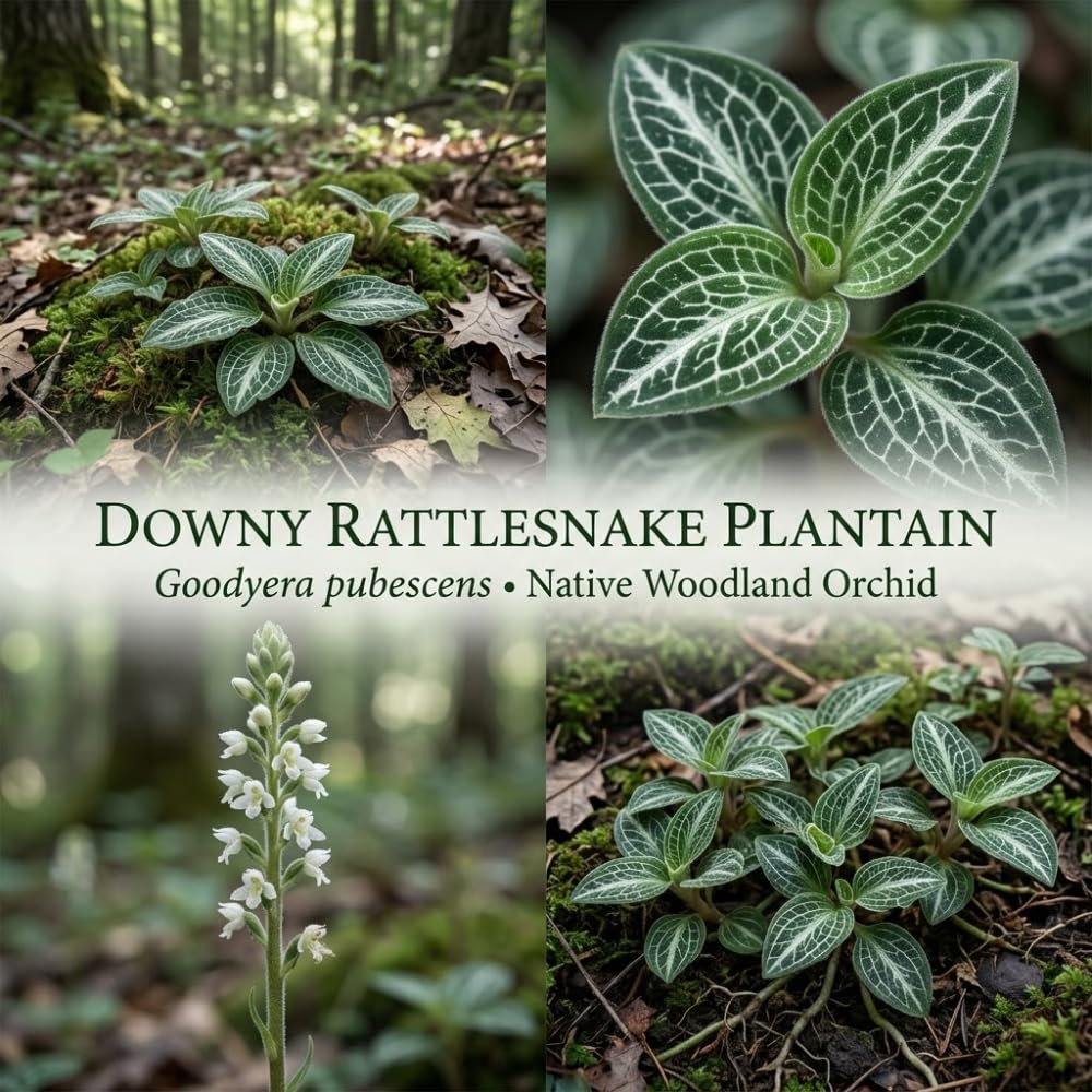20 Downy Rattlesnake Plantain Root Systems Perennial, Vigorous Growth Habit with Showy White Flower Spikes for Home Landscapes