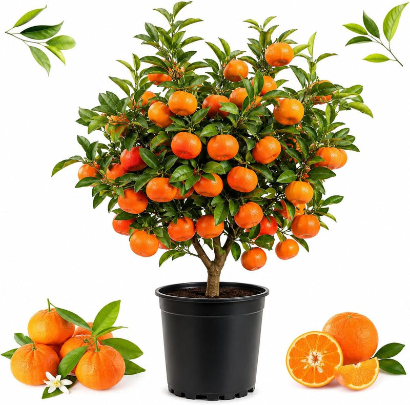 Sunburst Tangerine Oranges Tree Live Plant, 1 Gallon Pot, 1-2 Feet Live Potted Citrus Tree, Sweet Juicy Fruit for Cooking Juicing & Home Gardening (No Ship to CA, HI, AK)