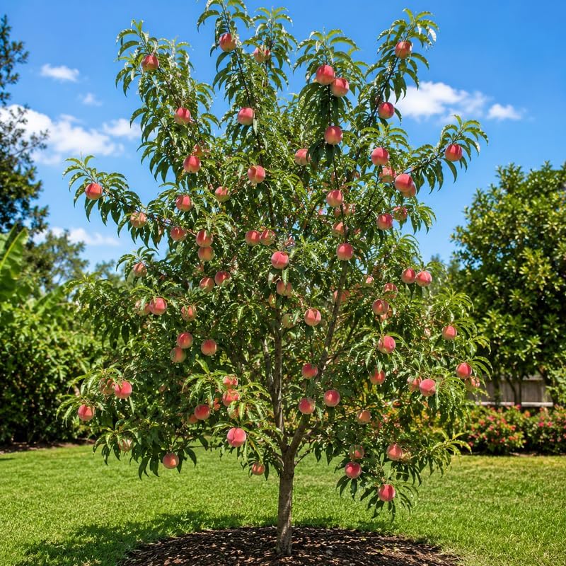 (No Ship to CA,HI,AK) Flordaking Peach Tree Live Plant, 3 Gallon Pot - 3 Ft Tall, Sweet & Juicy Peaches, Self-Pollinating Fruit Tree for Backyard Orchards & Patio Landscaping