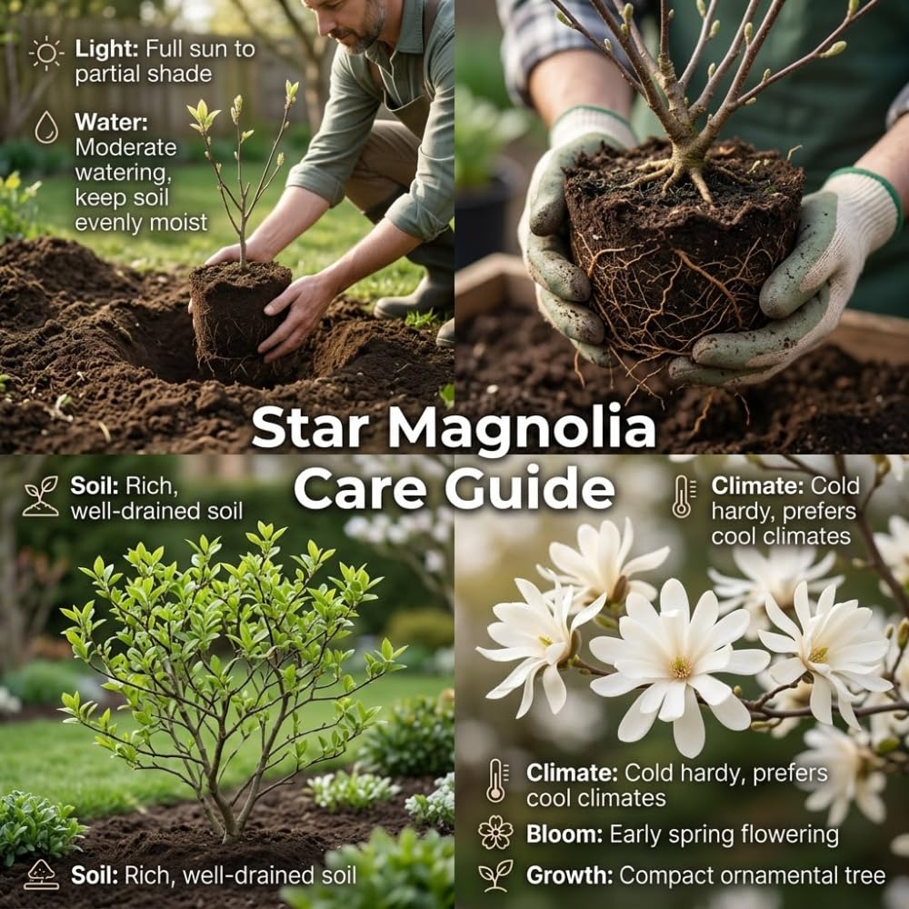 Saucer Magnolia Tree Live Plant, Well-Rooted 12-18" Potted Plant in Gallon Pot, Cold-Hardy Spring Blooming Tree for Sunny Patios and Landscapes