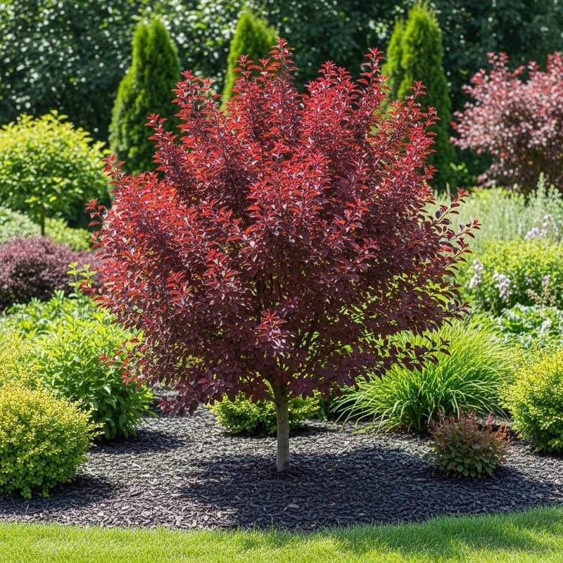 Live Red Choke Cherry Tree in 2.5 Inch Pot, Well Rooted, Easy Care Chokecherry Plant, Ornamental Plant with Red Foliage for Garden & Landscape
