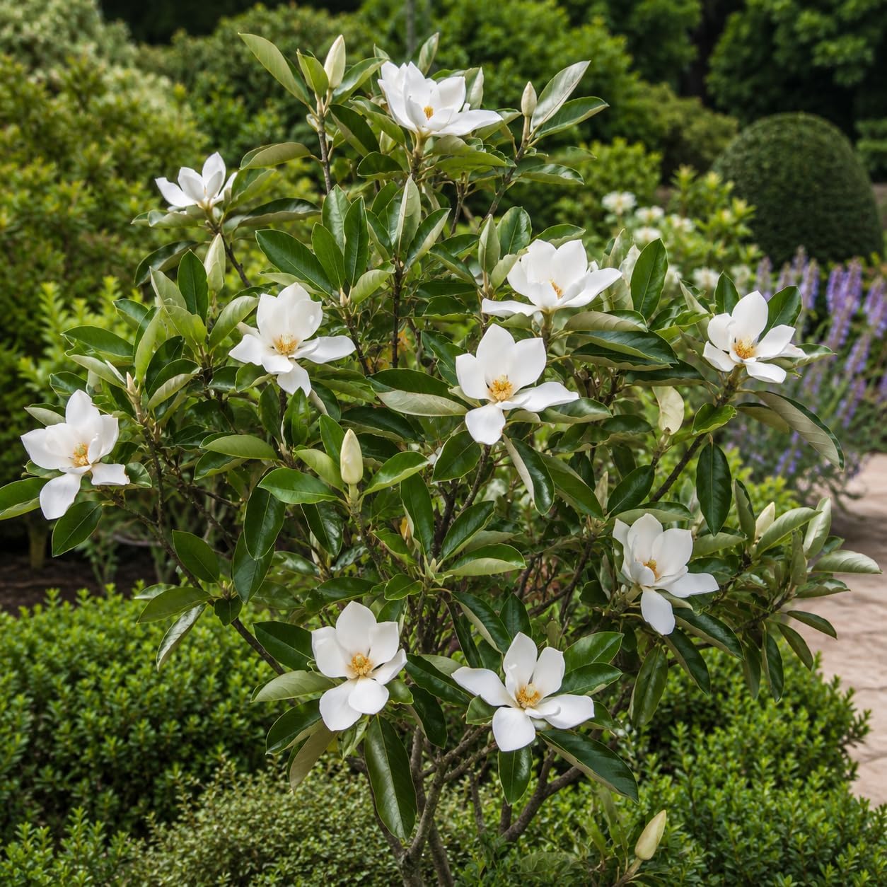 Sweetbay Magnolia Plant, 3 Feet Tall in 3 Gallons Pot, Vigorous Flowering Shrub for Backyard Gardens & Patios, Elegant White Blossoms & Semi-Evergreen Foliage