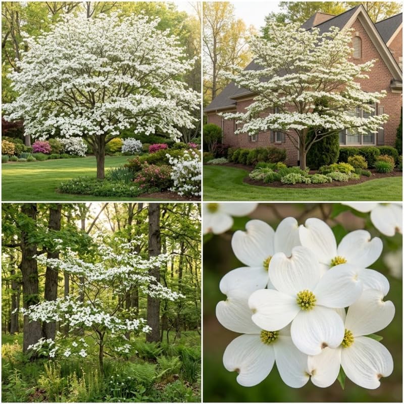2 White Kousa Dogwood Tree, 12-18 Inch in Quart Pot, Low Maintenance Deciduous Tree, Vigorous Growth Habit with Vibrant Red Autumn Foliage