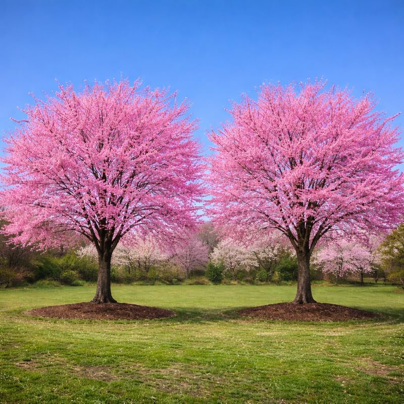 2 Okame Cherry Blossom Tree, 6-12 Inch Tall, Easy Care, Hardy Ornamental Flowering Cherry Tree, Ideal for Yard, Garden & Landscape