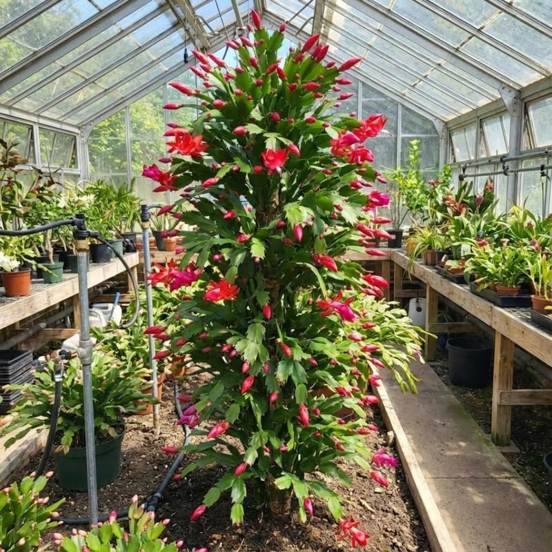 Red Easter Cactus Plants Live 3 Inch Tall | Compact Flowering Easter Cactus, Low Maintenance Indoor Houseplant