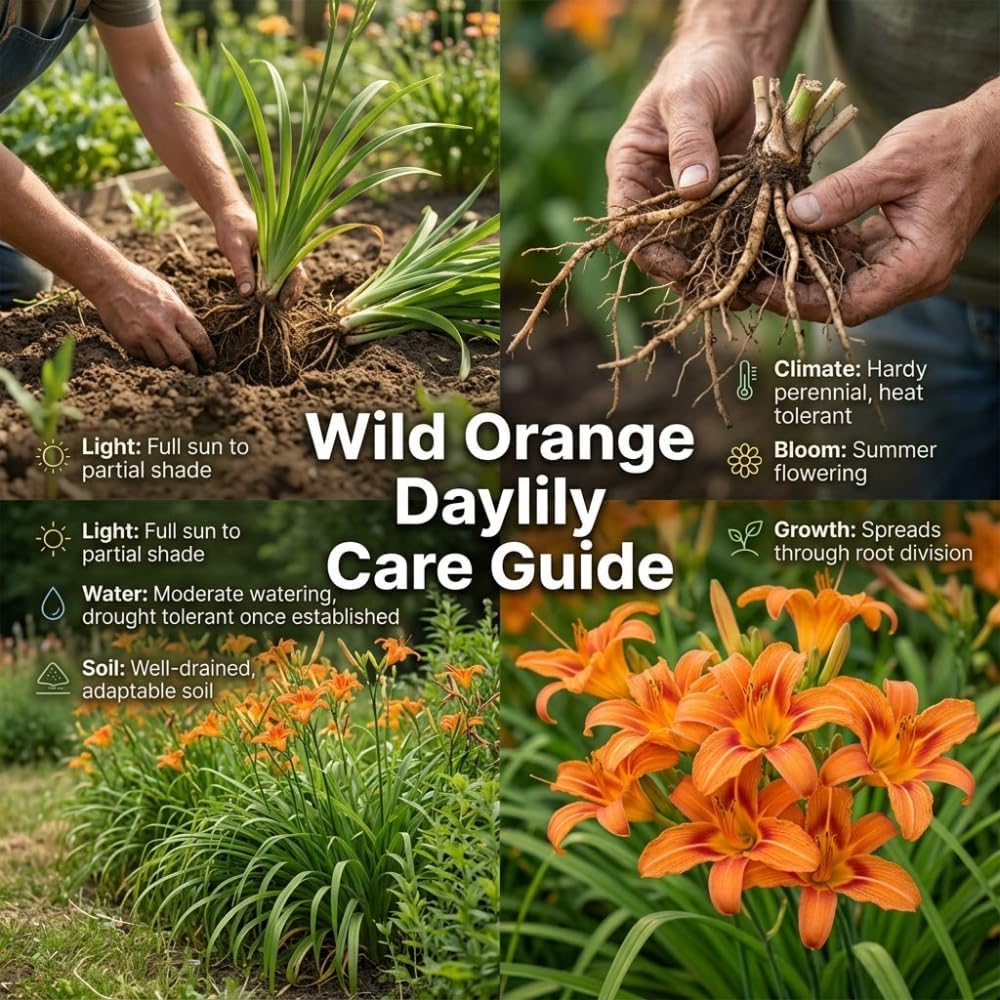 25 Wild Orange Daylily Live Roots, Hemerocallis Fulva, Vigorous Orange Flowering Perennial for Garden Borders