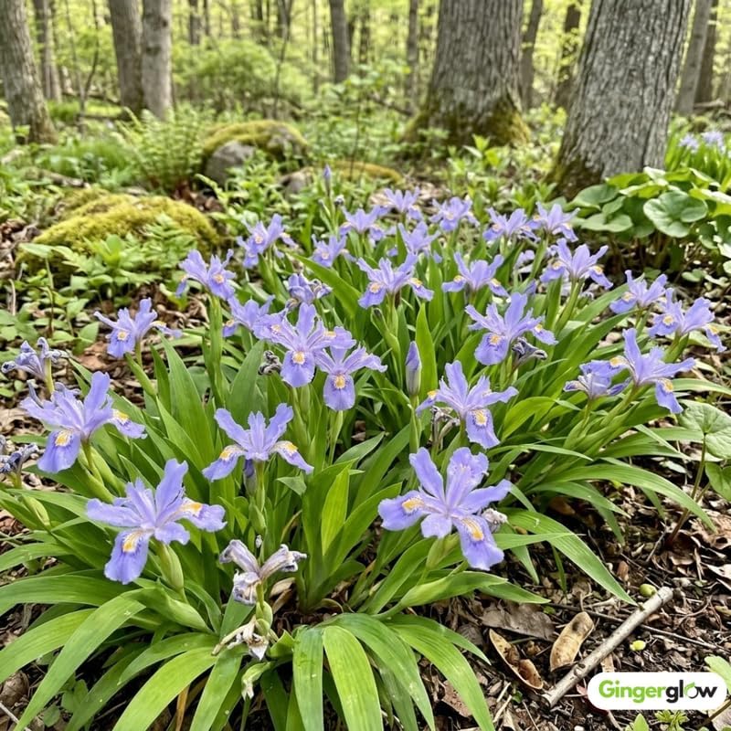 10 Wild Crested Iris Plants Live Roots, Low Maintenance Purple Iris Cristata, Blooming Perennial for Woodland Gardens & Borders, Not Bulbs