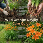50 Wild Orange Daylily Live Roots, Hemerocallis Fulva, Vigorous Orange Flowering Perennial for Garden Borders