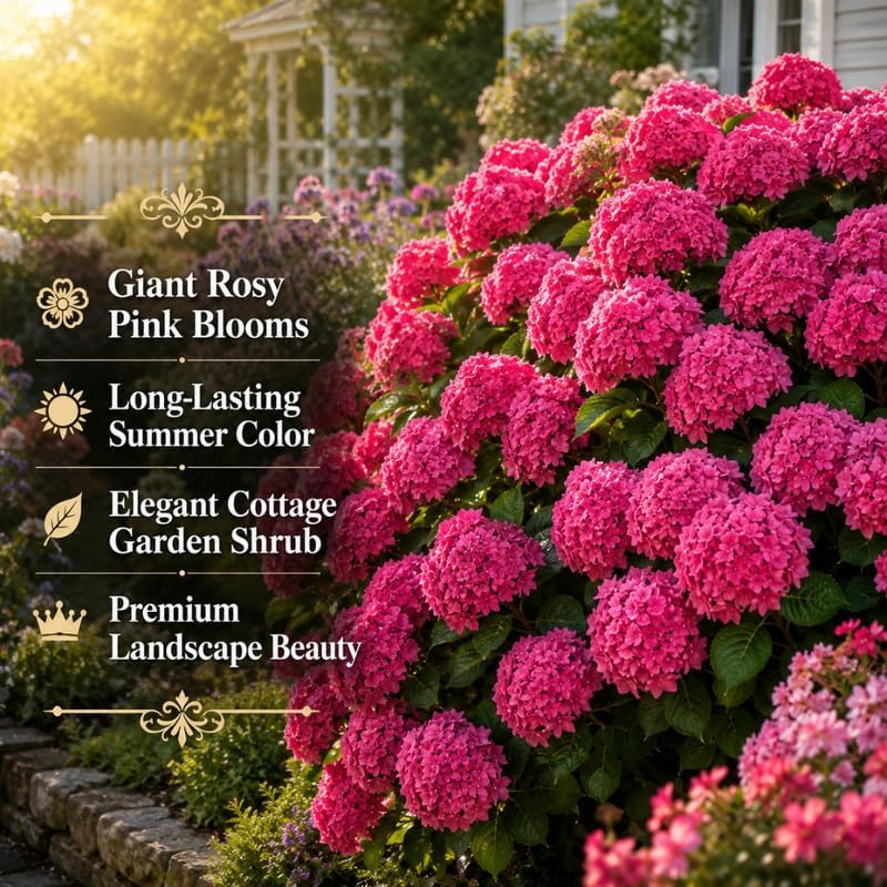 Hydrangea Plant Live, French Hydrangea Macrophylla, 4-6 Inch Tall, Grow Robust Bigleaf Mophead Flowers for Landscapes