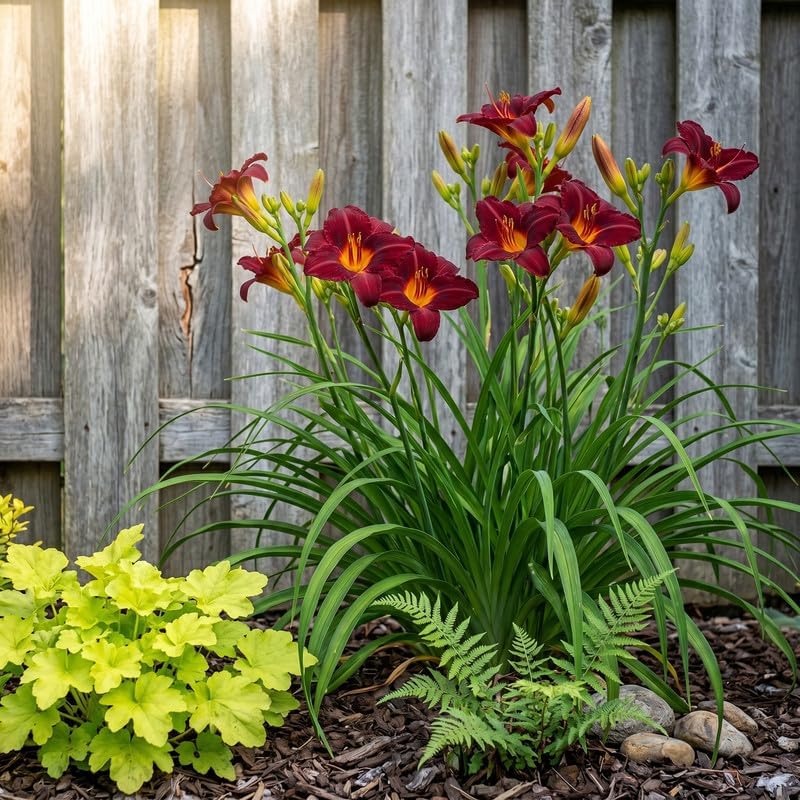 3 Red Volunteer Daylily Plants Live Bare Root Fans, Low Maintenance, Hardy Perennial Flowers, Ideal for Border Gardens, Beds & Outdoor Landscaping
