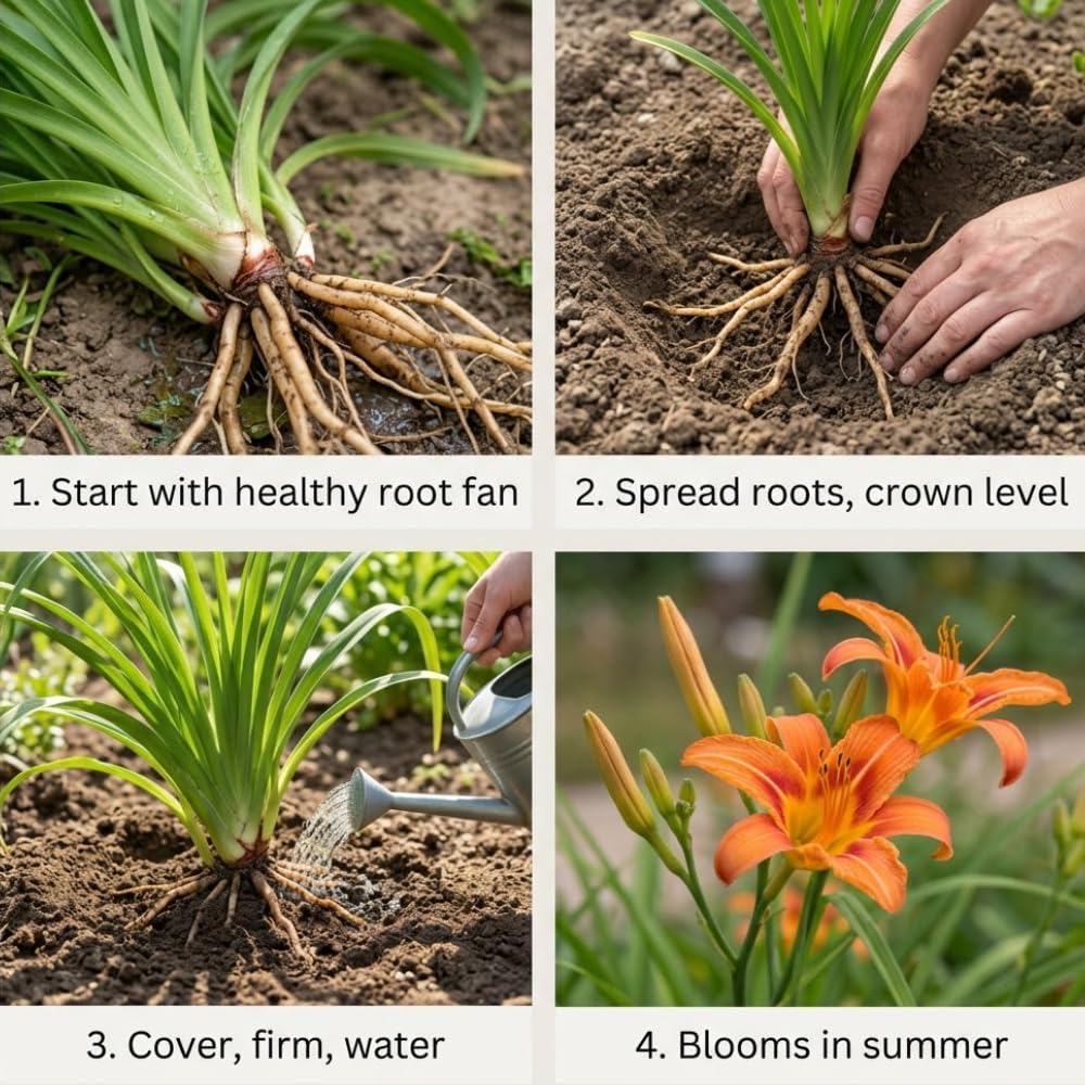 50 Wild Orange Daylily Root, Well-Rooted Tiger Daylily, Cold-Hardy Fragrant Perennial, Sturdy Ditch Lily for Sunny Backyard Landscapes