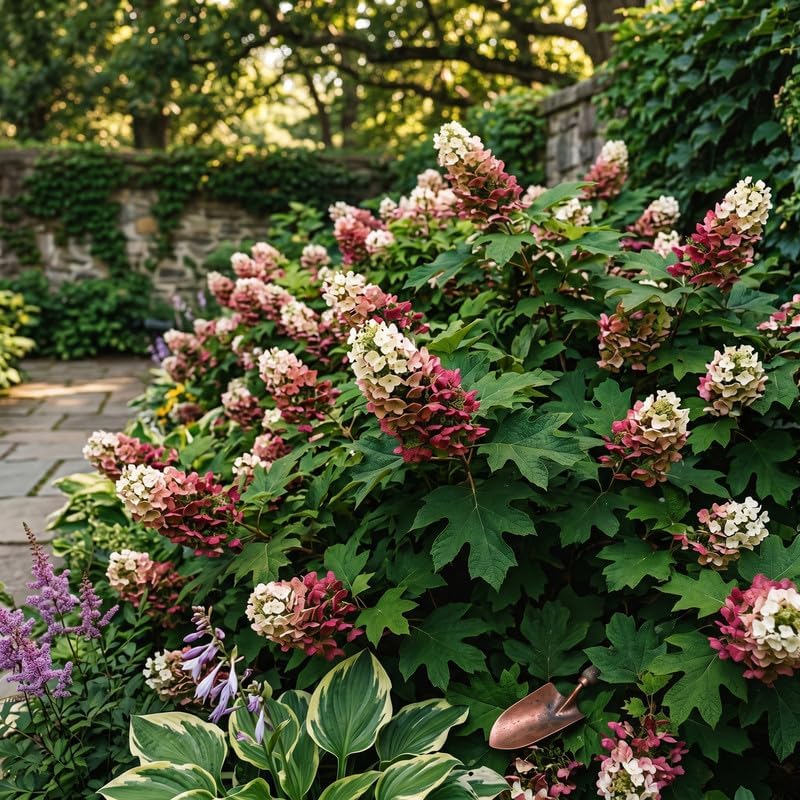 2 Ruby Slipper Oakleaf Hydrangea Live Plants, 4 Inch Pot, 12-18 Inch Tall Deciduous Shrub for Home Landscape and Borders