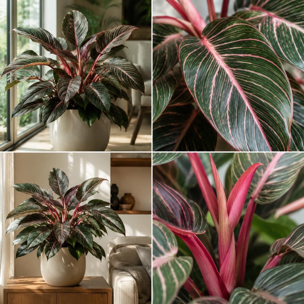 Pink Princess Philodendron Live Plant, 4" Pot, Vigorous Tropical Houseplant with Bright Pink Foliage for Living Rooms & Shelves, Easy to Care