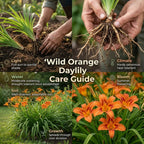 25 Wild Orange Daylily Root, Well-Rooted Tiger Daylily, Cold-Hardy Fragrant Perennial, Sturdy Ditch Lily for Sunny Backyard Landscapes