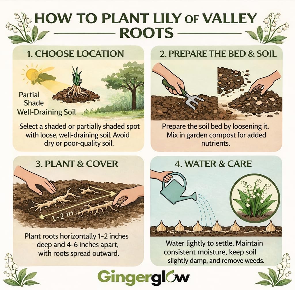 5 Lilly of The Valley Live Plant Roots for Planting, Low Maintenance Perennial, Long Lasting Blooms for Garden