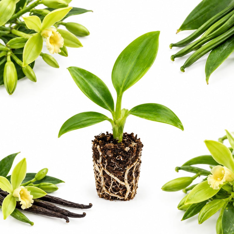 Vanilla Orchid Plants, 4-5 Inch Tall, Vanilla Bean Orchid Live Plant, Indoor Outdoor Flowering Vine, for Home and Garden Planting