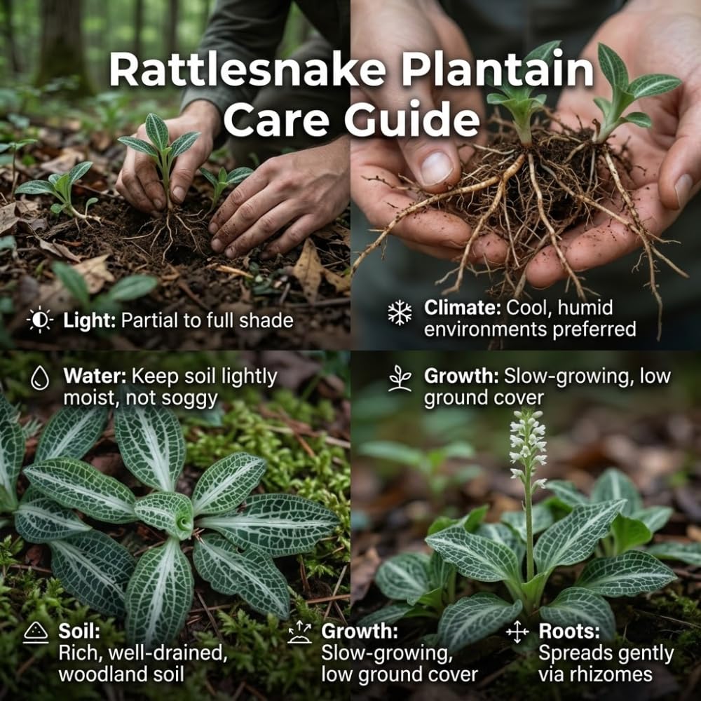 20 Downy Rattlesnake Plantain Root Systems Perennial, Vigorous Growth Habit with Showy White Flower Spikes for Home Landscapes
