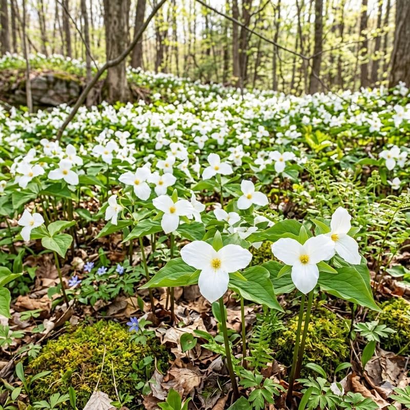 White Trillium Bulbs for Planting, 10 Large Trillium Bulbs, Fast Growing, Easy to Grow Perennial Flower Bulbs for Shade Gardens