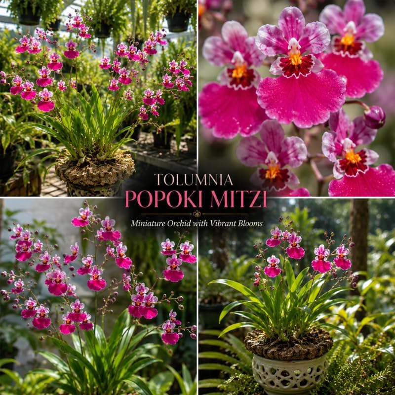 Hot Pink Tolumnia Oncidium Orchid Plant, Dancing Lady Floral Shrub, Easy Care Indoor Blooming Plant for Garden and Home Decor