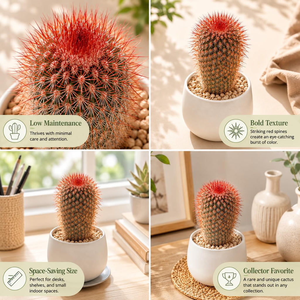Live Cactus Plant Gymnocalycium Horstii Green Tomato, 4" Pot, Low Maintenance Rare Cactus, Drought Tolerant Houseplant for Indoor Décor, Windowsills & Succulent Collections