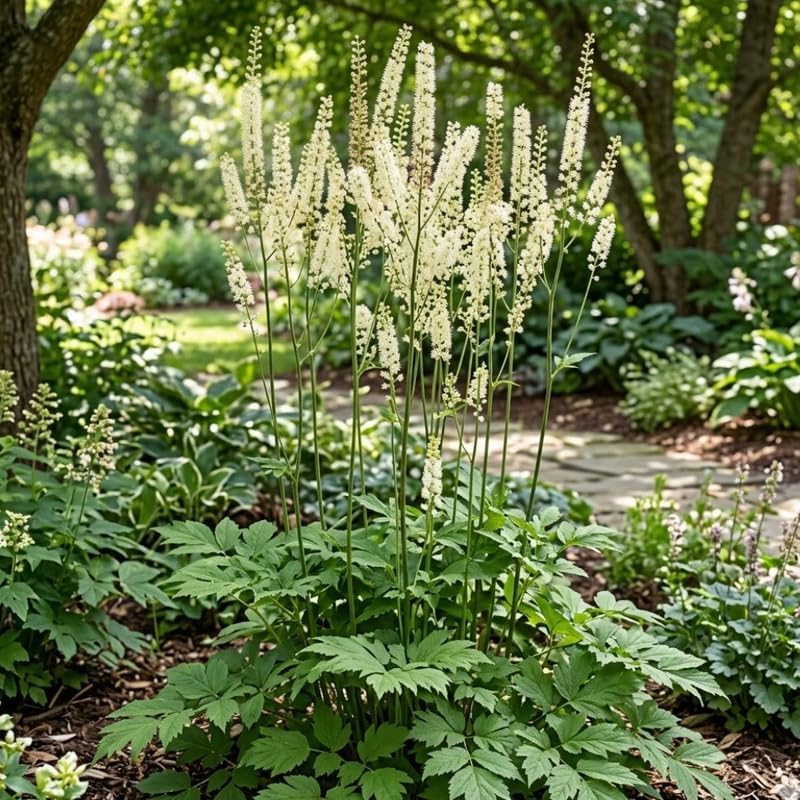 10 Live Black Cohosh Roots Bugbane, Easy Care Actaea Racemosa, Shade Plants Outdoor Perennial with Tall White Flower Spikes for Woodland Gardens & Borders