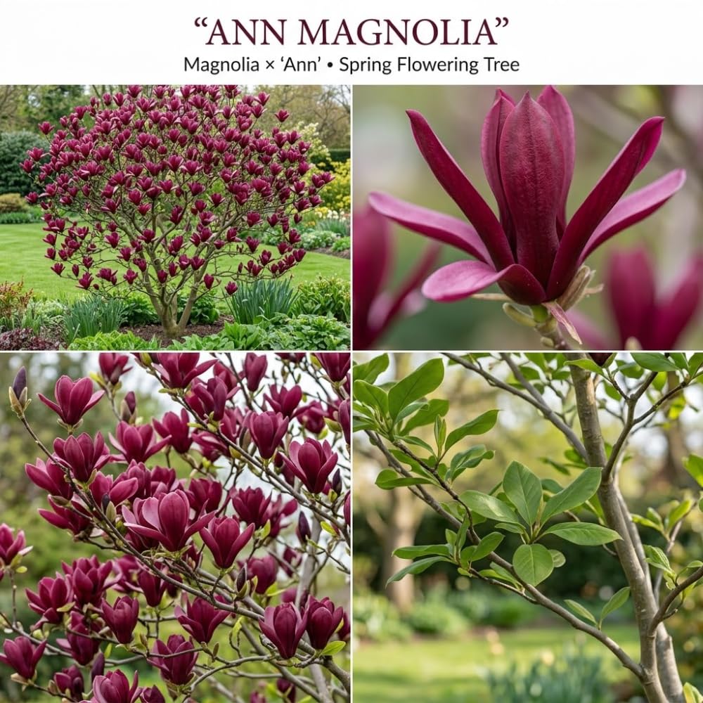 Ann Magnolia Tree Live, 12-18 Inch Tall in 2.5 Inch Pot, Low Maintenance Fragrant Multi-Petal Flowering Shrub for Small Yards and Focal Points