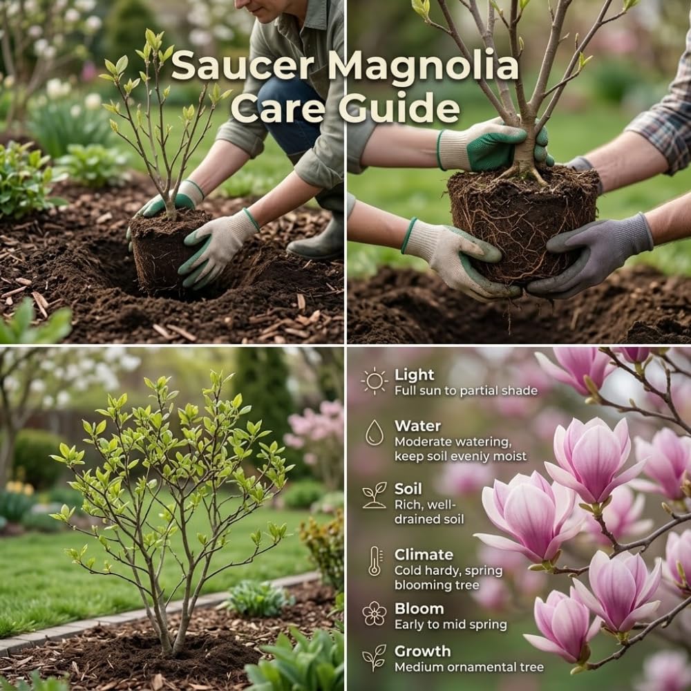 Ann Magnolia Tree Live Plant, 12-18" Potted Plant in 2.5" Pot, Cold-Hardy Early Spring Blooming Tree for Backyard and Garden Rows
