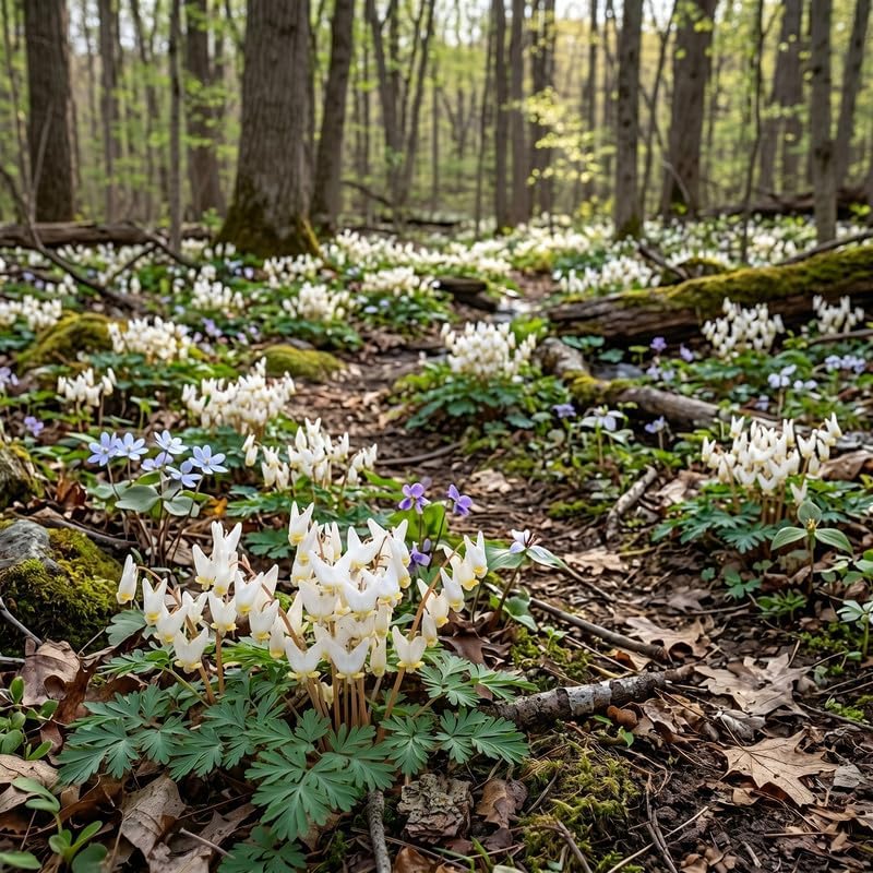 10 Live Dutchman’s Breeches Bare Root Plant, Easy Care, Low Maintenance, Early Spring Blooming Perennial, Ideal for Shade Gardens & Woodland Landscapes