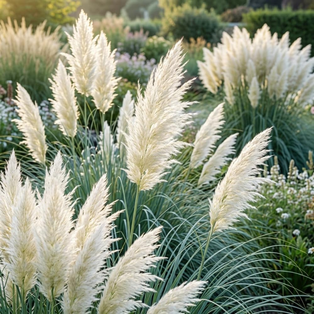 White Pampas Grass Plants, Ornamental Grasses Live Plants Perennial, 4 Inch Tall, Low Maintenance Ornamental Perennial for Patios and Outdoor Spaces