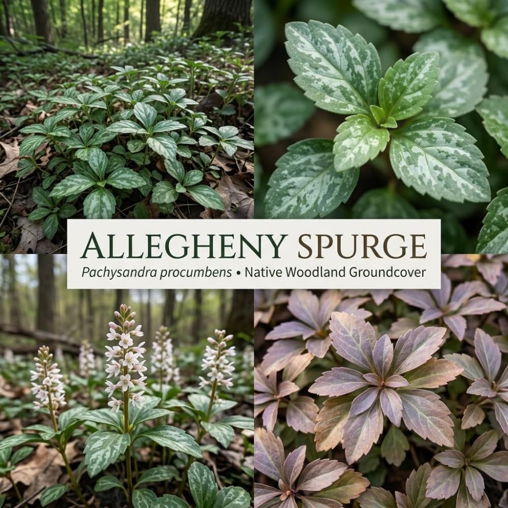 5 Allegheny Spurge Roots, Pachysandra Procumbens, Shady Groundcover for Erosion Control, Cold-Hardy Mountain Spurge
