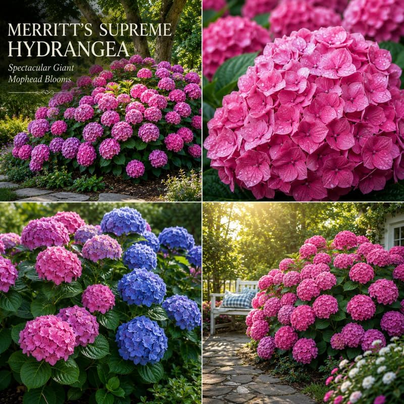 Hydrangea Plant Live, French Hydrangea Macrophylla, 4-6 Inch Tall, Grow Robust Bigleaf Mophead Flowers for Landscapes