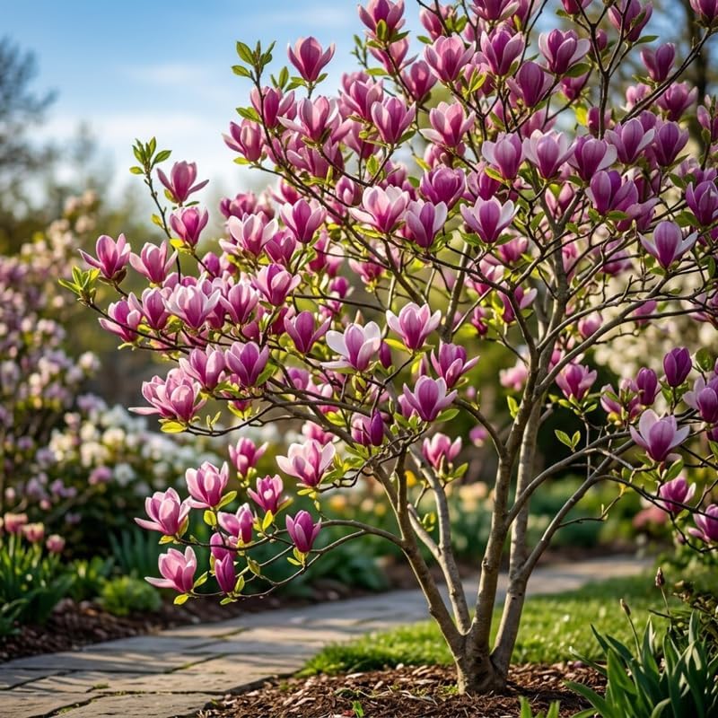 (No Ship to CA,HI,AK) Jane Magnolia Plant in 3 Gallon Pot, 3 Ft Tall, Live Flowering Deciduous Tree for Ornamental Landscaping, Cold-Hardy Shrub for Tulip-Shaped Spring Blooms