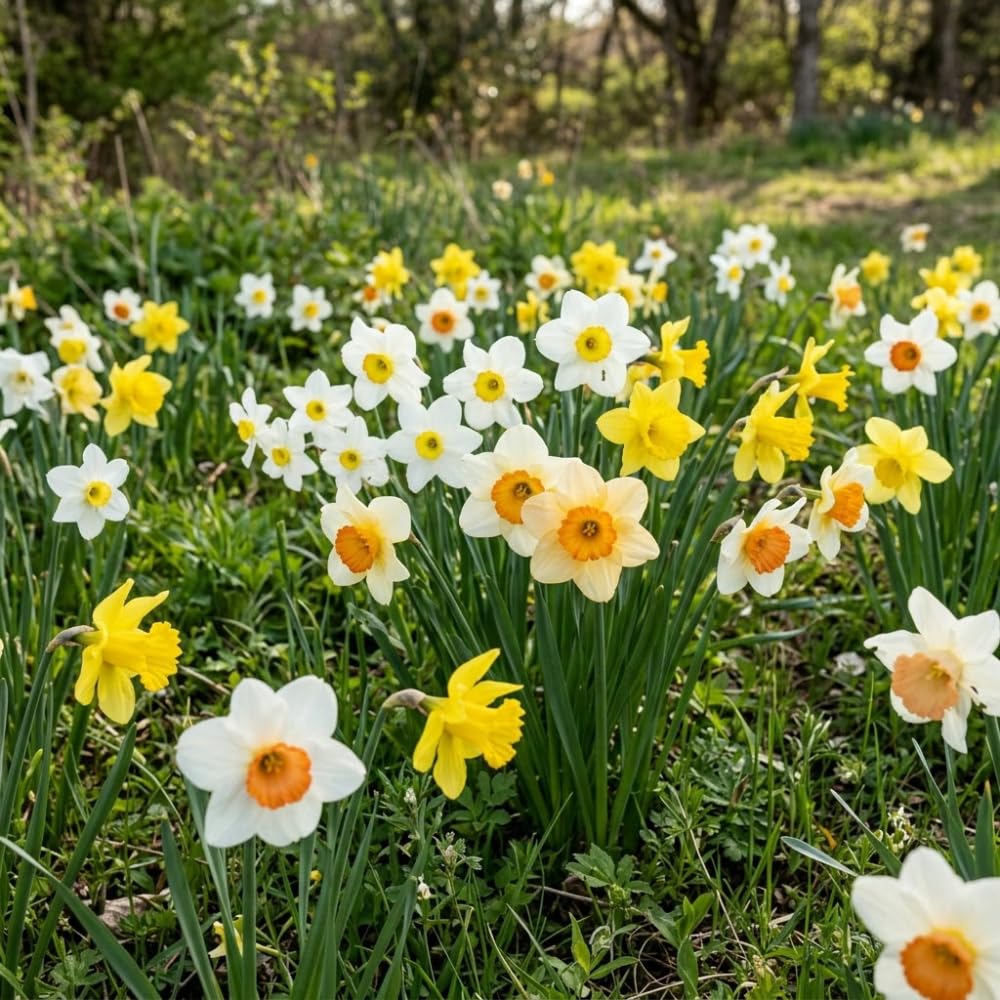100 Wild Daffodil Bulbs, Well-Rooted Buttercup Bulbs, Vigorous Growth Habit with Showy Trumpet Blossoms for Home Landscapes