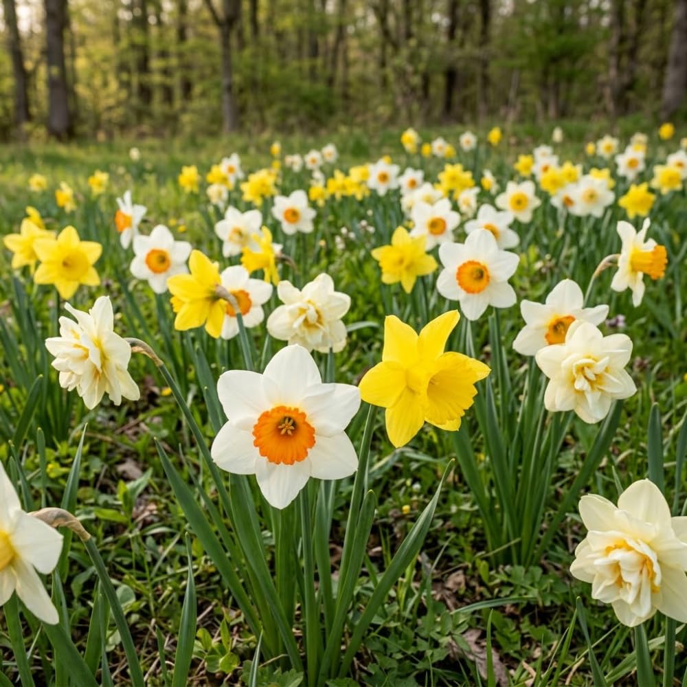 50 Wild Daffodil Bulbs, Lent Lily, Yellow Spring Flowering Perennial for Garden Borders, Cold-Hardy Narcissus for Early Spring Blooms