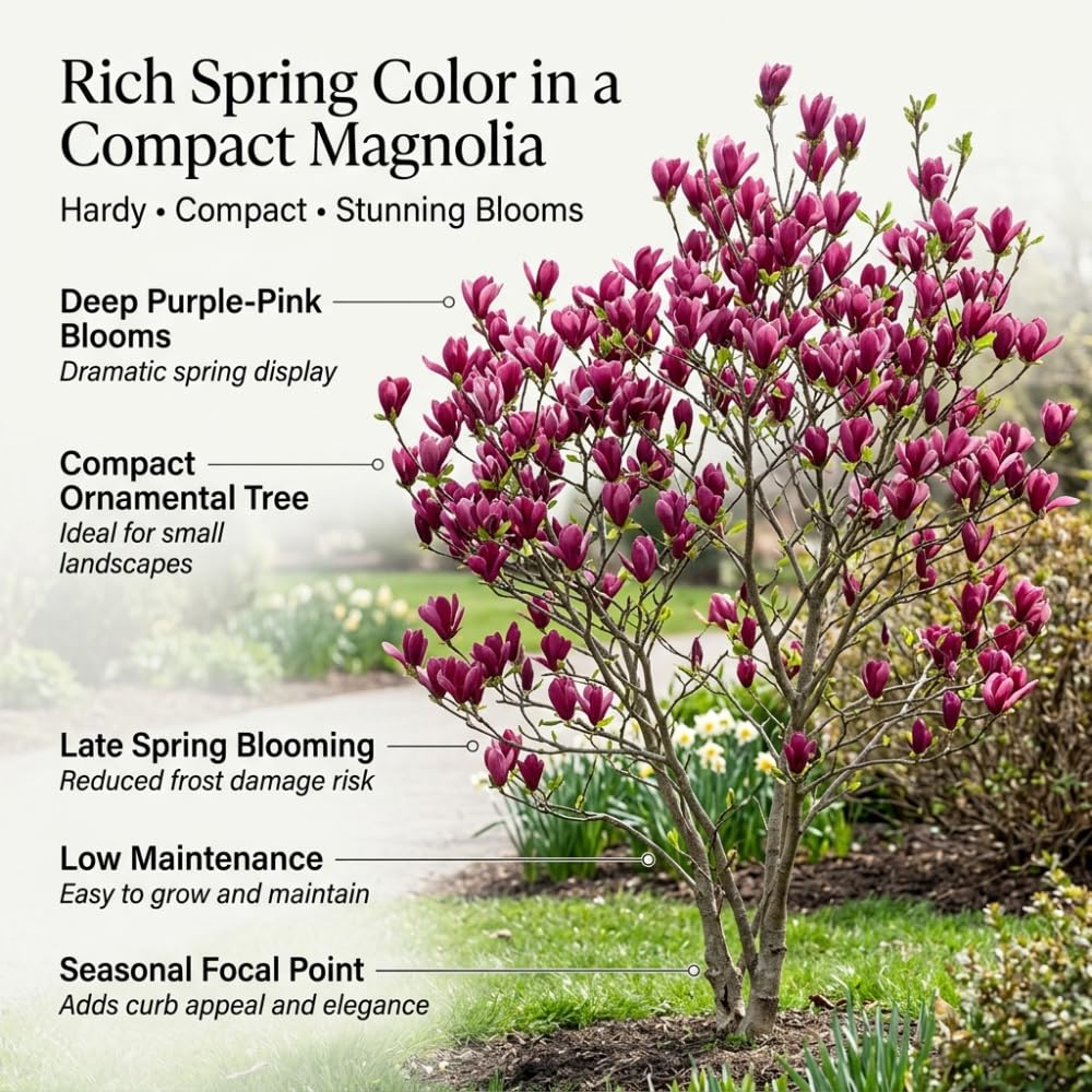 Ann Magnolia Tree Live, 12-18 Inch Tall in 2.5 Inch Pot, Low Maintenance Fragrant Multi-Petal Flowering Shrub for Small Yards and Focal Points