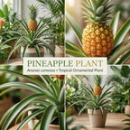 Pineapple Live Plant Starter, 6" Pot Tropical Fruit Plant, Vigorous Edible Bromeliad for Backyard Gardens & Containers, Easy to Care Exotic Harvest