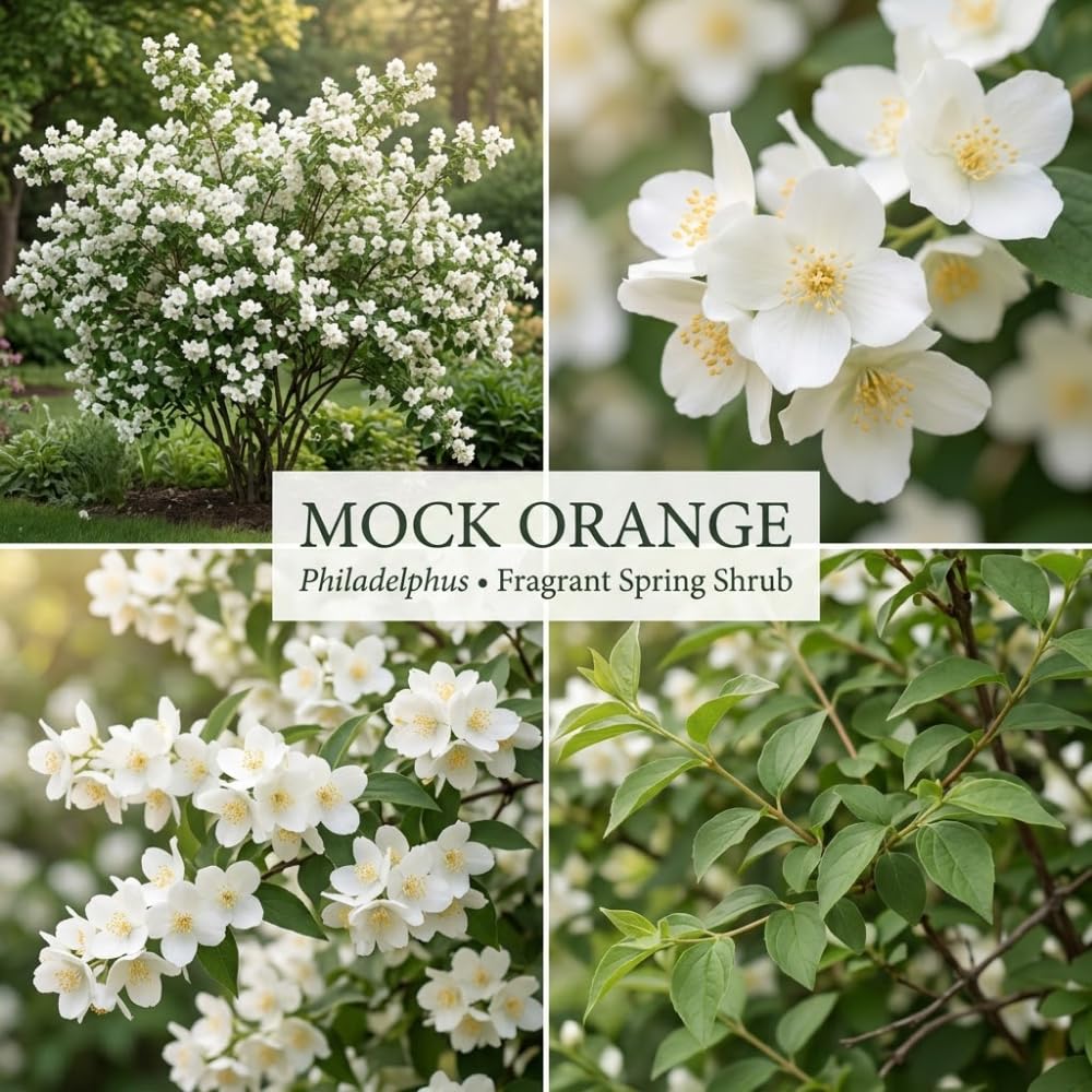 Mock Orange Plant, 4-6" Tall Shrub, Vigorous Deciduous Bush with Intoxicating Fragrance for Backyard Foundation Planting & Garden Borders