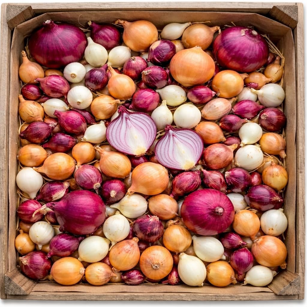 Mixed Onion Sets Red - White and Yellow, Heirloom, Non-GMO Onion Bulbs Plant, Easy to Grow, High Yield Vegetable Bulbs, Not Seeds