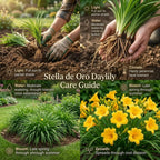 25 Stella de Oro Daylily Roots, Reblooming Yellow Perennial Roots for Garden Borders, Cold-Hardy Miniature Golden Daylily