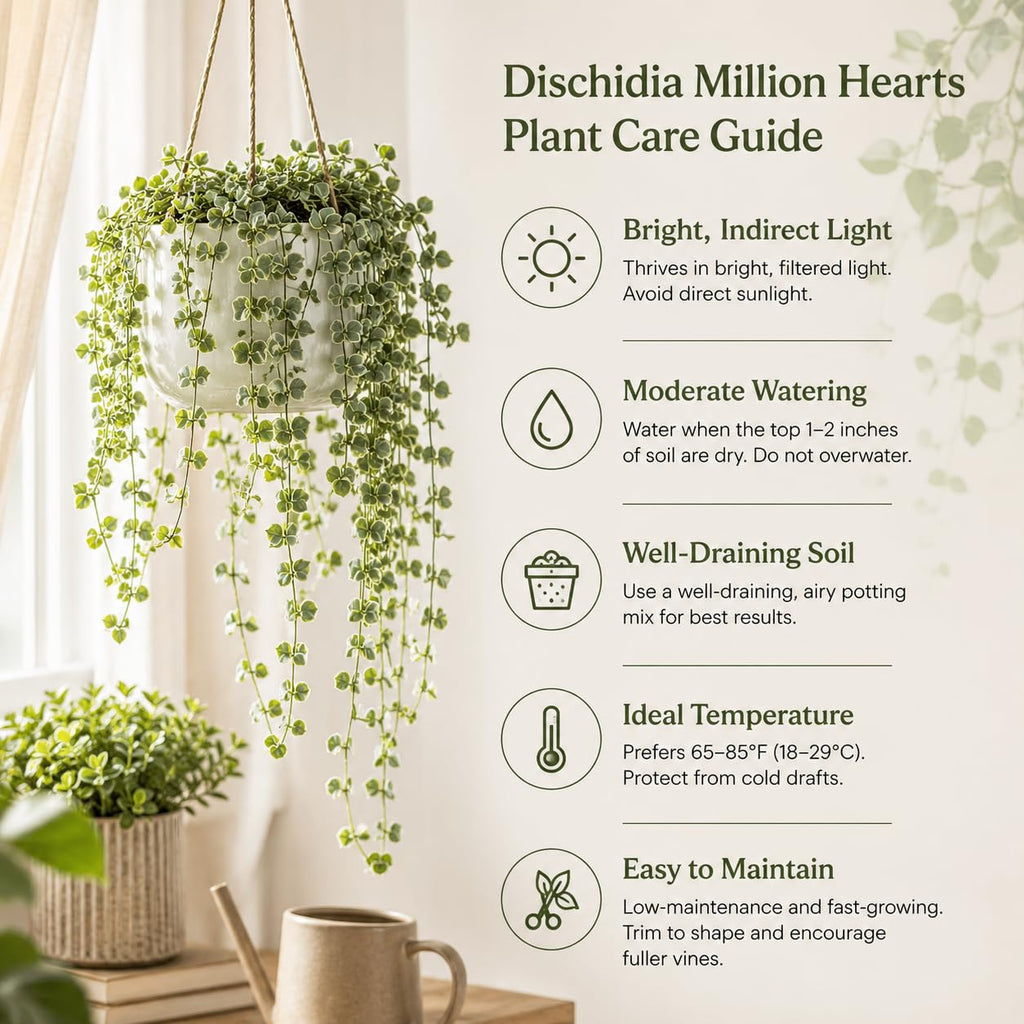 Dischidia Million Hearts Live Succulent Plant in 3" Pot, Hardy, Low Maintenance, Exotic House Plant for Home, Room, Office Decor, Great House Warming Gifts