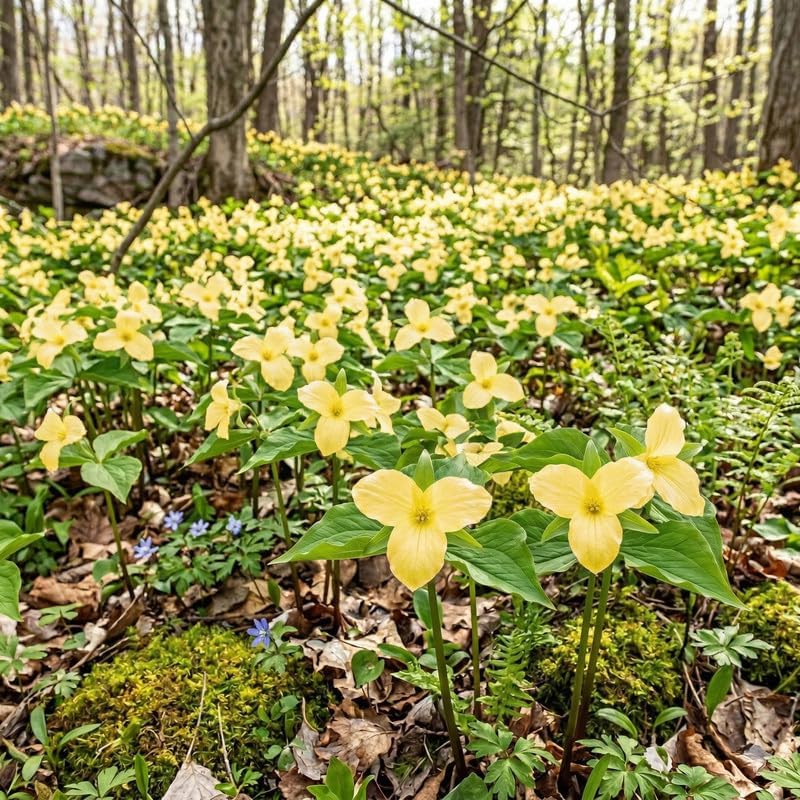 10 Yellow Trillium for Planting, Trillium Luteum Wildflower, Easy Care Perennial Flower Bulbs for Shade Gardens