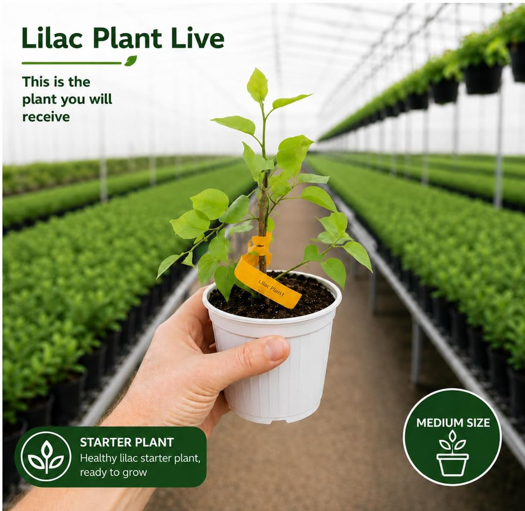Purple Lilac Bush Live Plant, 8-12" Tall in Medium Size Pot, Fragrant Lilac Tree, Cold Hardy, Low Maintenance, Ready to Plant for Outdoor Garden