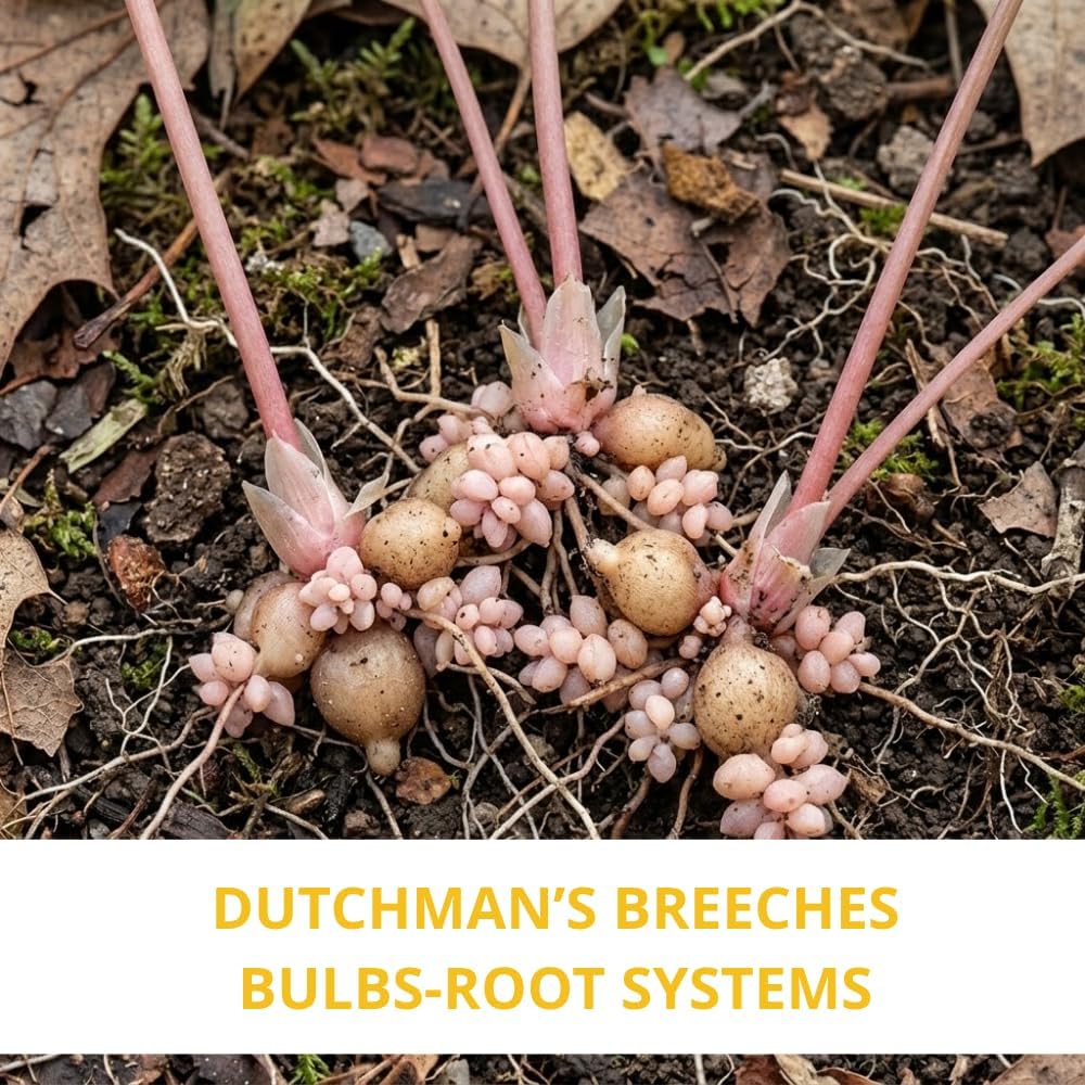 5 Live Dutchman’s Breeches Bare Root Plant, Easy Care, Low Maintenance, Early Spring Blooming Perennial, Ideal for Shade Gardens & Woodland Landscapes