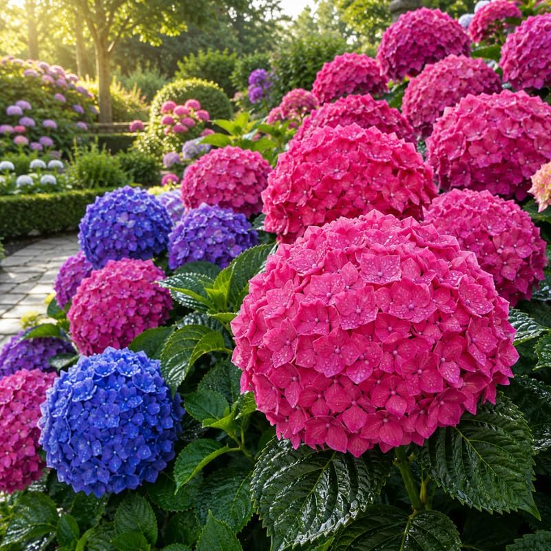 Hydrangea Live Plant, French Hydrangea Macrophylla Plant 4-6 Inch Tall, Well-Rooted, Color Changing Blooms for Shady Yard Borders