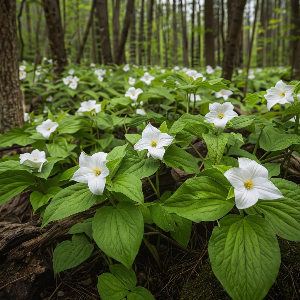 White Trillium Bulbs for Planting, 10 Large Trillium Bulbs, Fast Growing, Easy to Grow Perennial Flower Bulbs for Shade Gardens