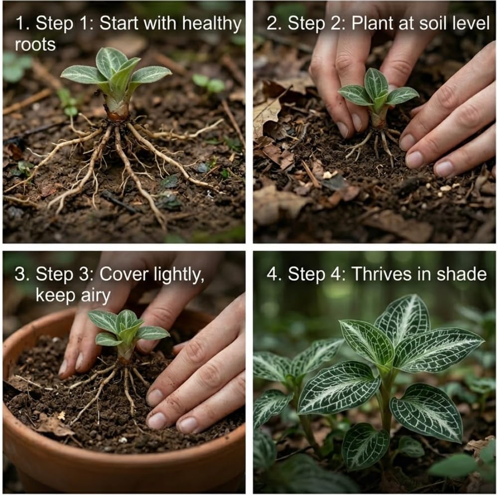 20 Downy Rattlesnake Plantain Root Systems Perennial, Vigorous Growth Habit with Showy White Flower Spikes for Home Landscapes