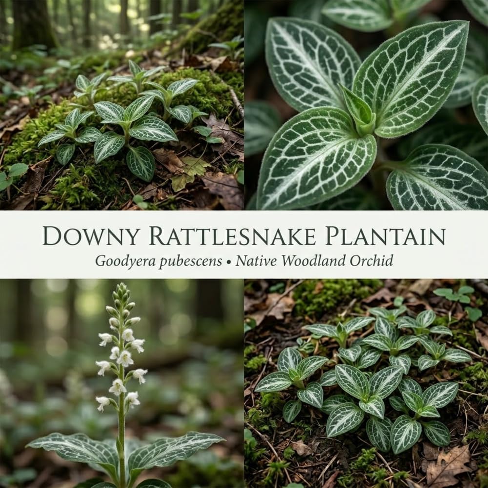 10 Rattlesnake Orchid Roots, Goodyera Pubescens, Low Maintenance Plant, Evergreen Perennial Orchid for Shady Gardens