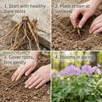 10 Wild Geranium Roots, Geranium Maculatum, Lavender Pink Flowering Perennial for Shady Garden Borders, Cold-Hardy Flower for Woodland Landscapes